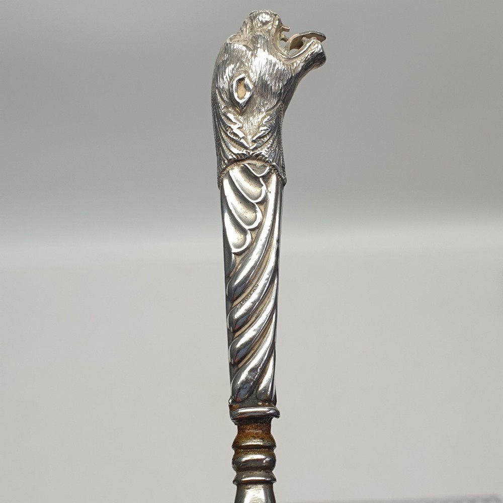 Victorian Solid Silver Leopard Button Hook