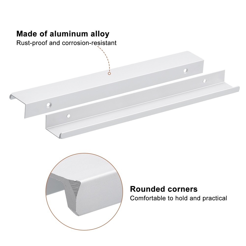Cabinet Edge Finger Pull, 8pcs 250mm / 9.84" Hidden Cabinet Pulls, Silver