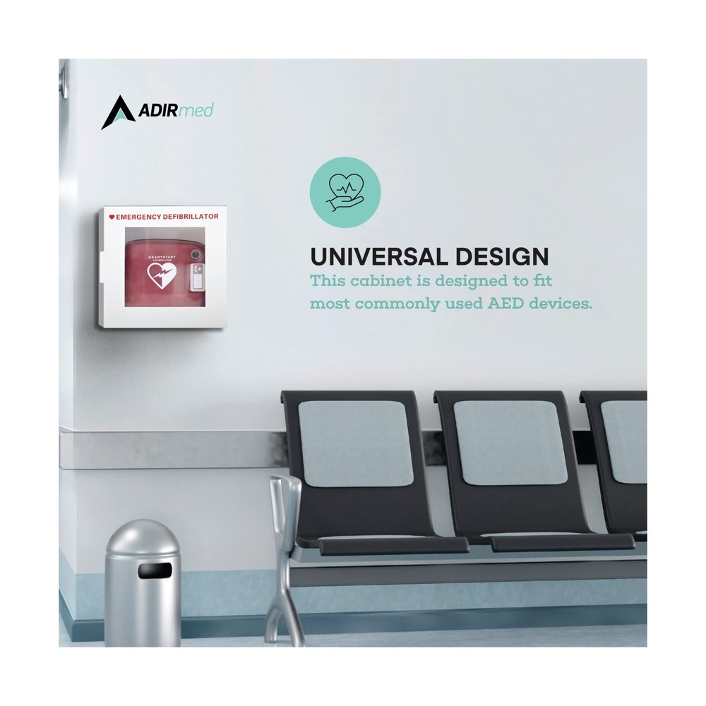 AdirMed AED Cabinet, Non Alarmed AED Defibrillator Wall Mounted, Easy Access ...