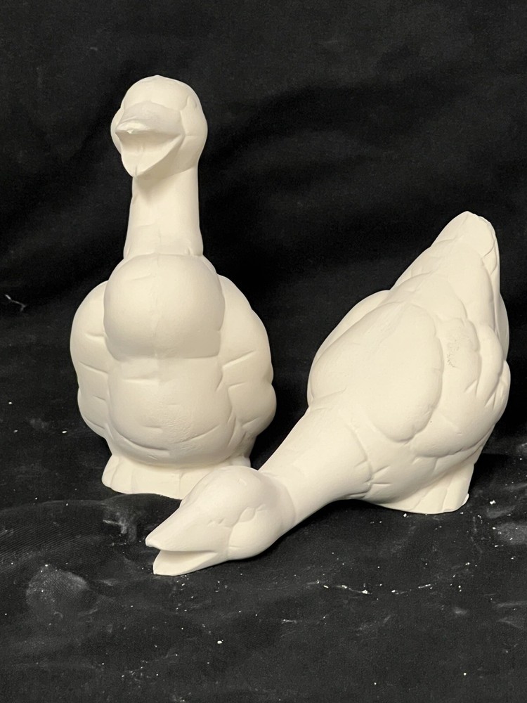 (2) Softee Duck Feeding Duck Bisque Ready Paint 2x4
