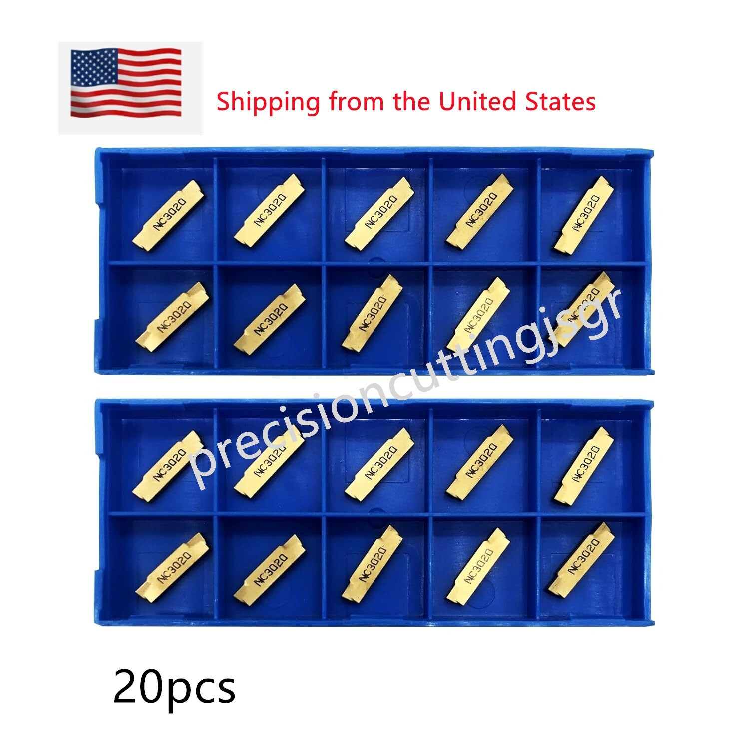 20 Pcs Carbide Inserts MGMN200-G for MGEHR/MGIVR Grooving Cut-Off Tool Holder