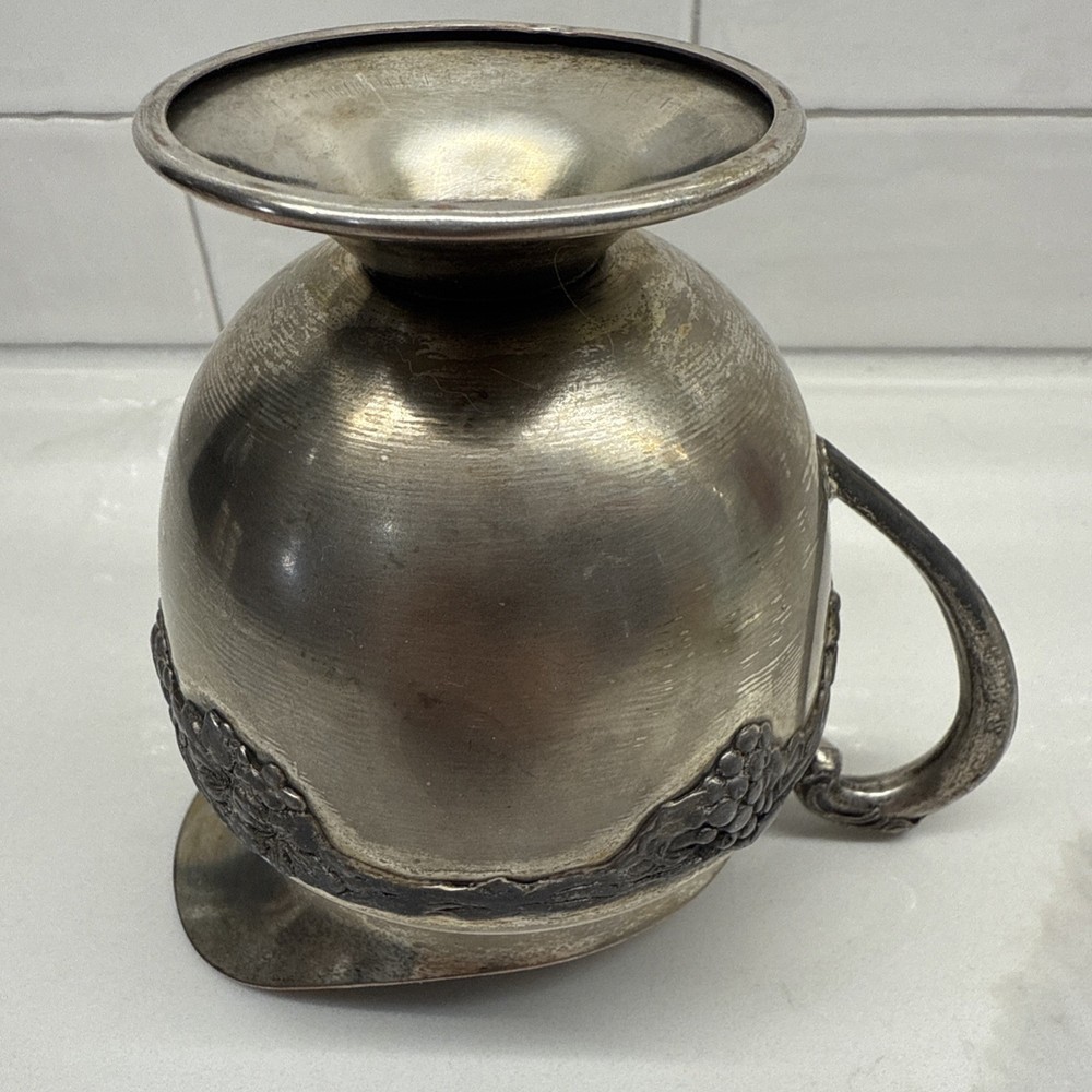 Vintage Silver On Copper Creamer Pitcher 4.5”