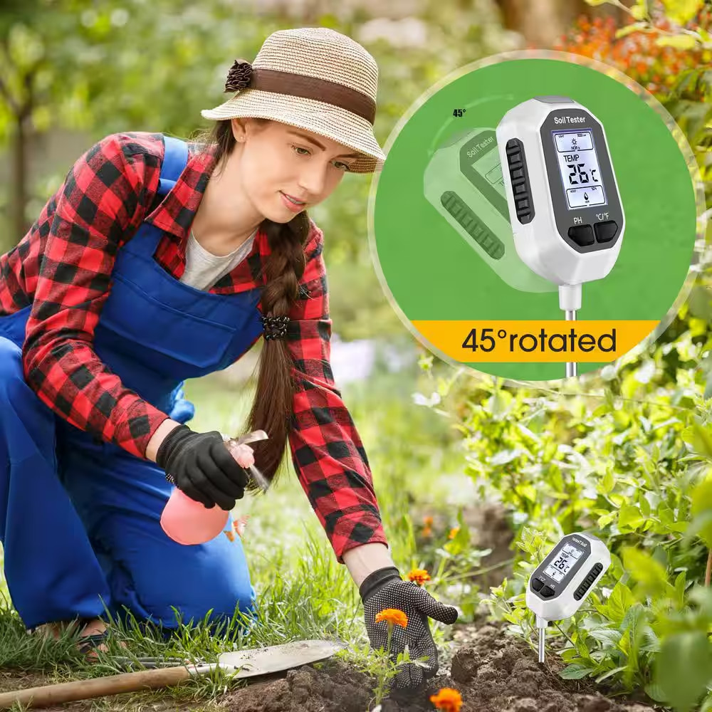 4 in 1 Soil Test Meter with Temperature, Moisture, PH Meter, Sunlight Intensity
