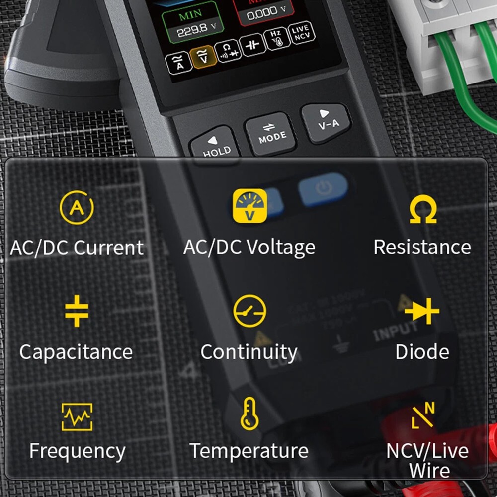 FNIRSI DMC-100 Smart Clamp Meter Multimeter Auto Ammeter With Temperature Probe