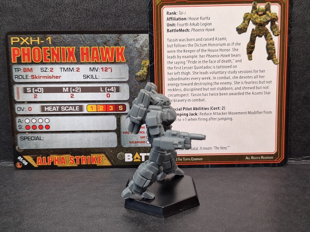 BattleTech Phoenix Hawk + Alpha Strike & Pilot Cards Inner Sphere Battle Lance