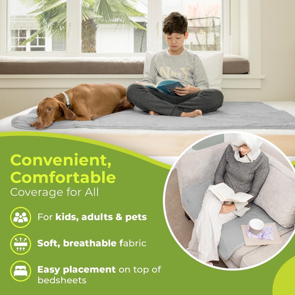 Bedwetting & Incontinence Waterproof Bed Mat - Reusable Underpad. Secure Plac...