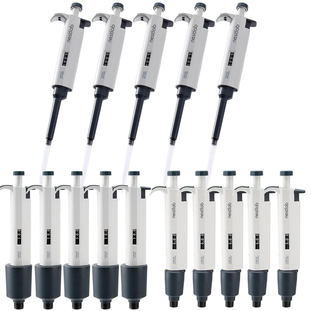 5Pcs 1-10ml Single-Channel Adjustable Pipettes Manual Micropipette High Accurate