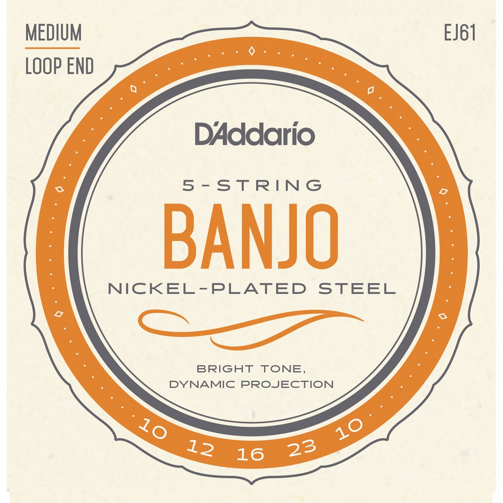 10 Sets D'Addario EJ61 5 String Banjo Strings Nickel Wound Medium Gauge USA Made