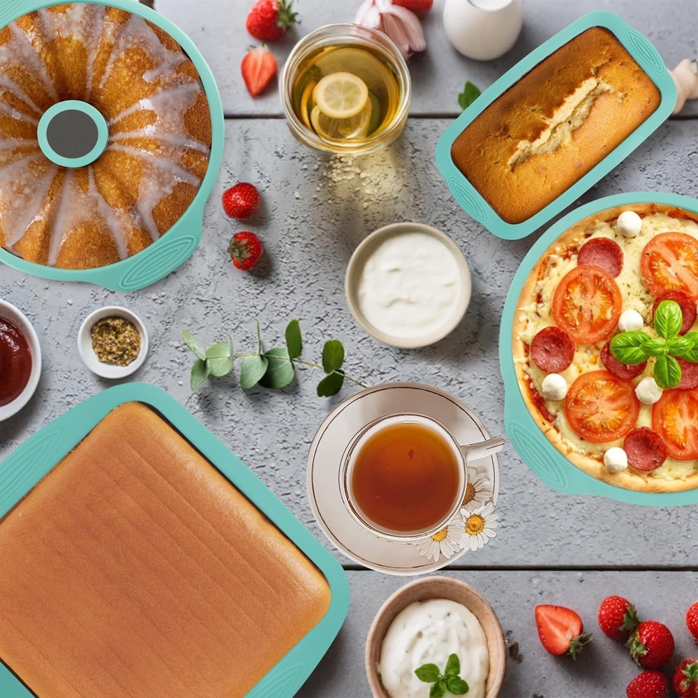 32 Pieces Silicone Baking Pans Set Nonstick Bakeware Set for Kitchen Oven