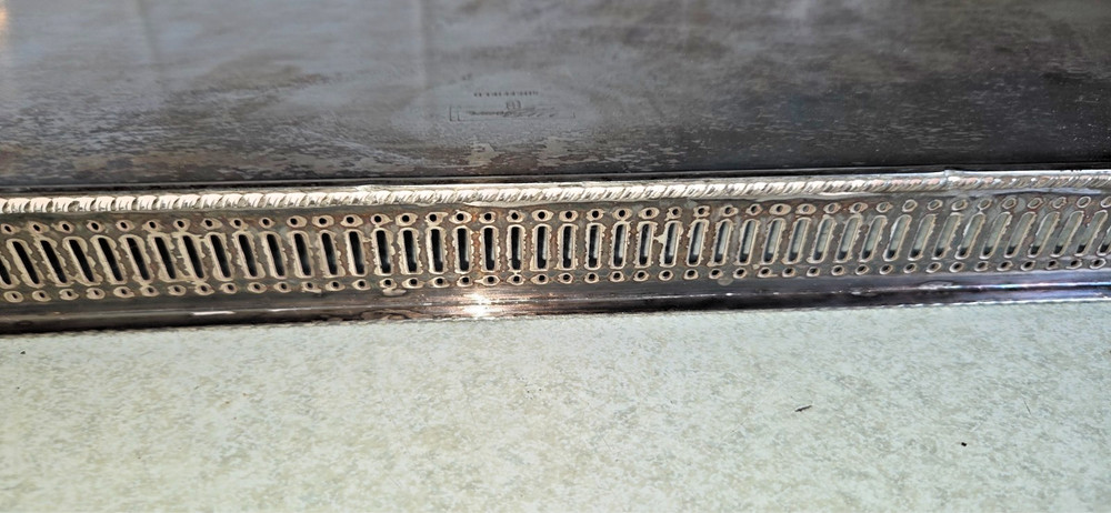 Vintage Heavy Sheffield Silver Plate Galleried Rectangular Footed TRAY Chased