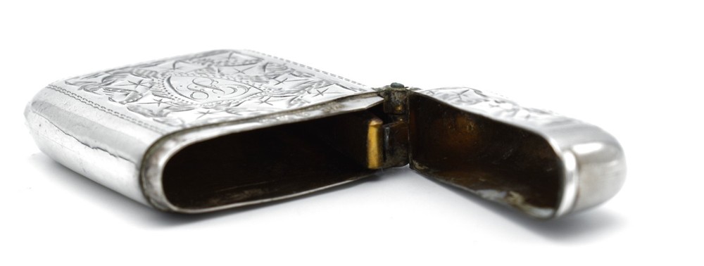 Antique Solid Sterling Silver Vesta Case Match Safe 1908 Edwardian Ivy