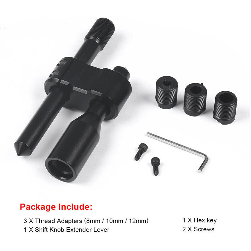 Adjustable Height Lever Shift Knob Extension Car Gear Shifter Extender+3 Adapter