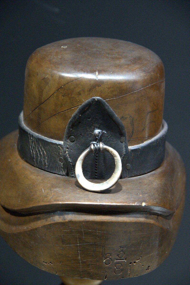 Rare Antique Wooden Hat Block Mold - Size 6 3/8 - Heavy Millinery Tool with Leat