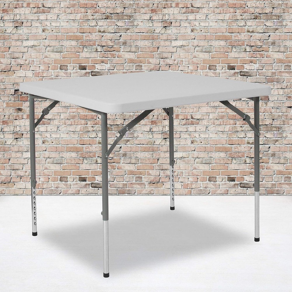 Square Height Adjustable White Plastic Folding Table for Home Garden Office US