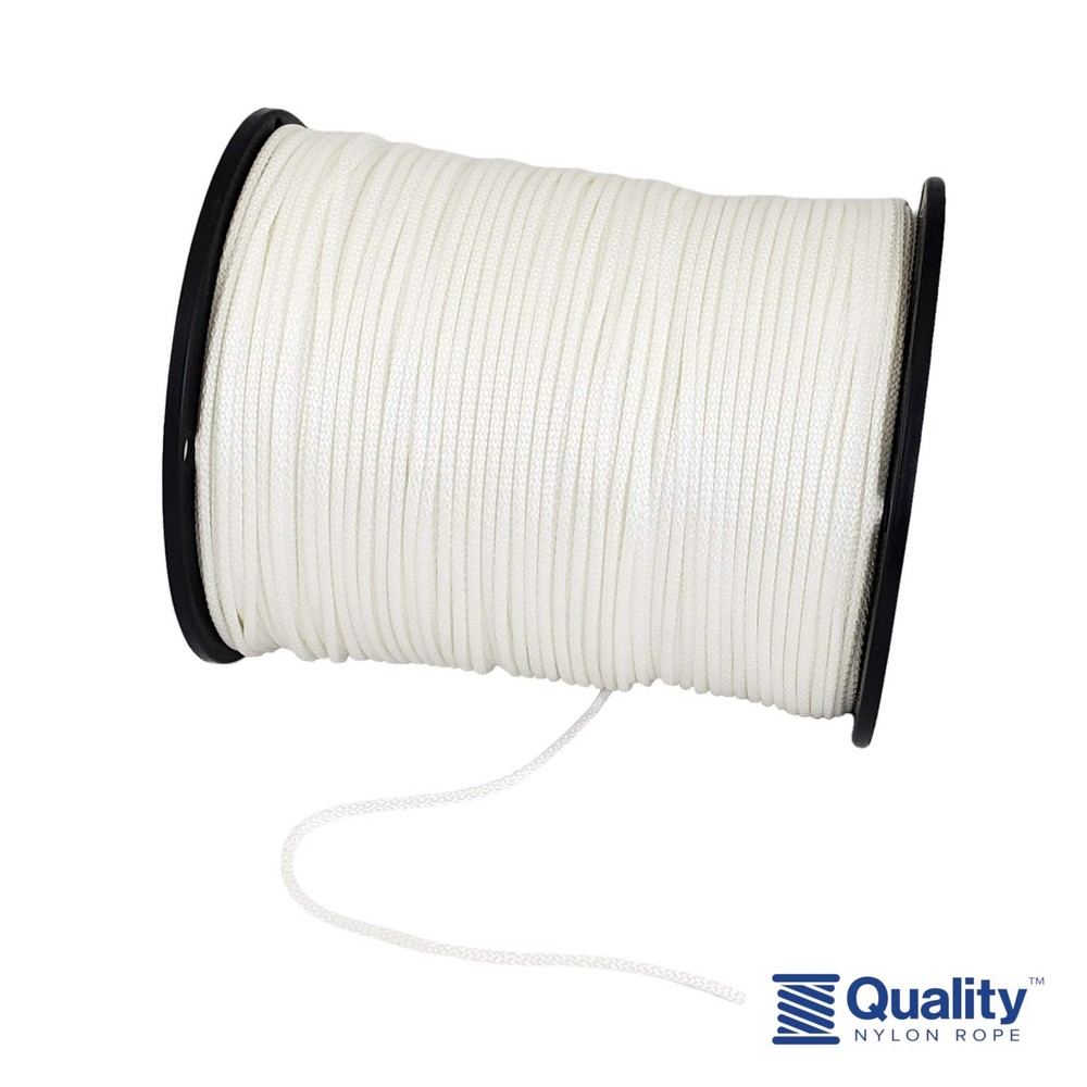 1/8" (#4) X 1000 ft Low -Stretch Solid Braid Industrial Polyester Cord. USA Made