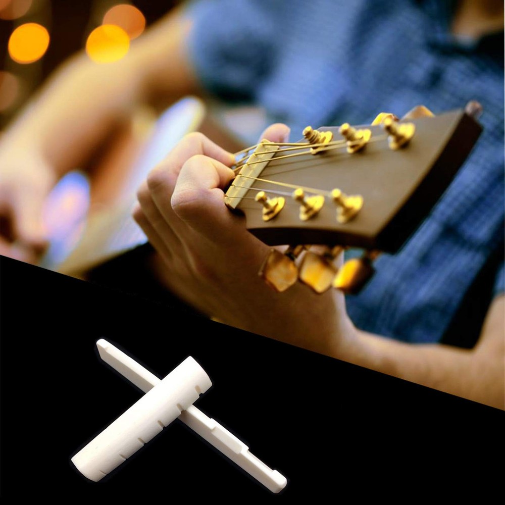 Frenflu 2 Sets 4pcs 6 String Acoustic Guitar Bone Bridge Saddle and Nut Made ...