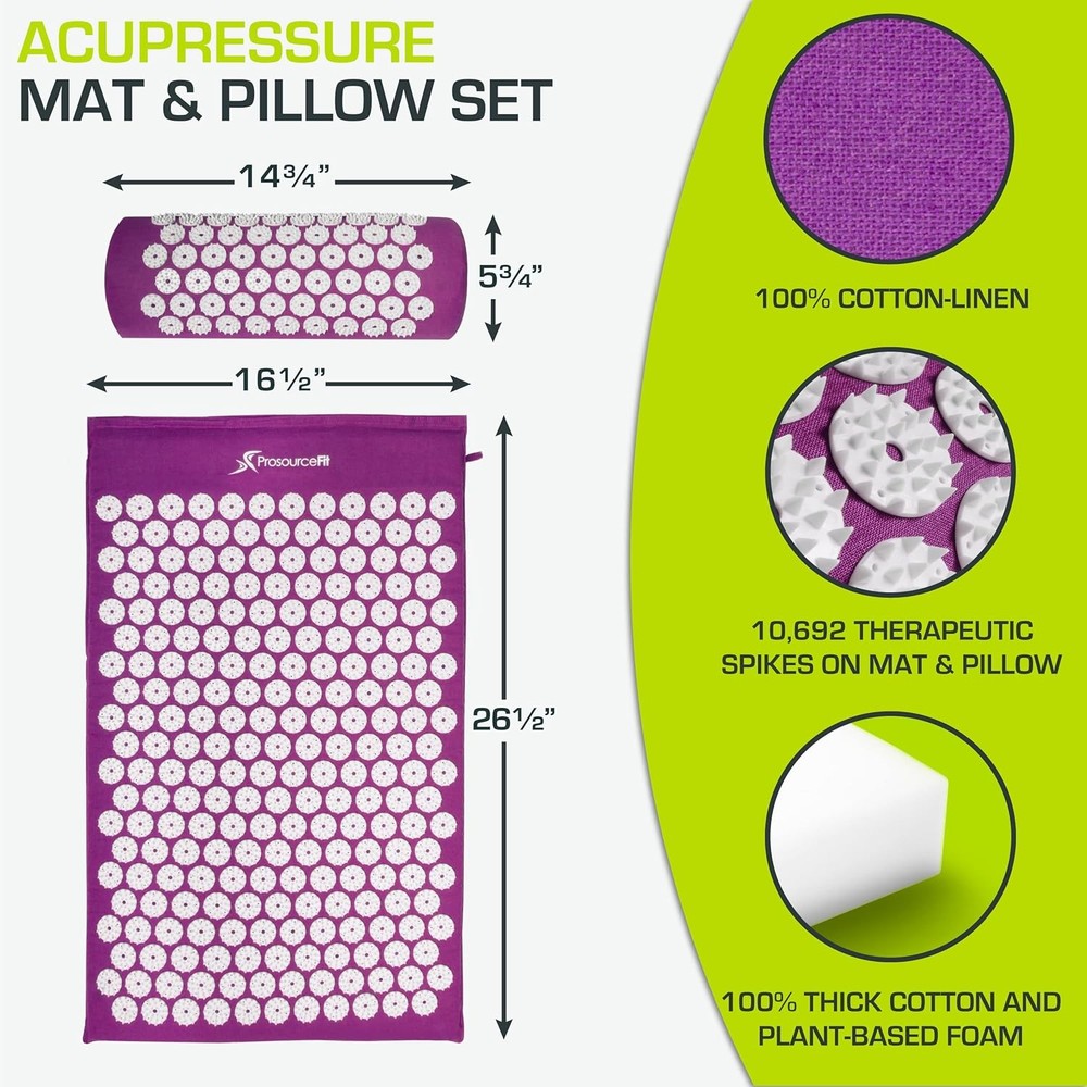 ProsourceFit Acupressure Massage Mat Pillow Set