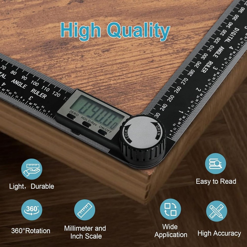 Third Generation Protractor Angle Finder, Digital Angle Ruler with 7inch/200mm