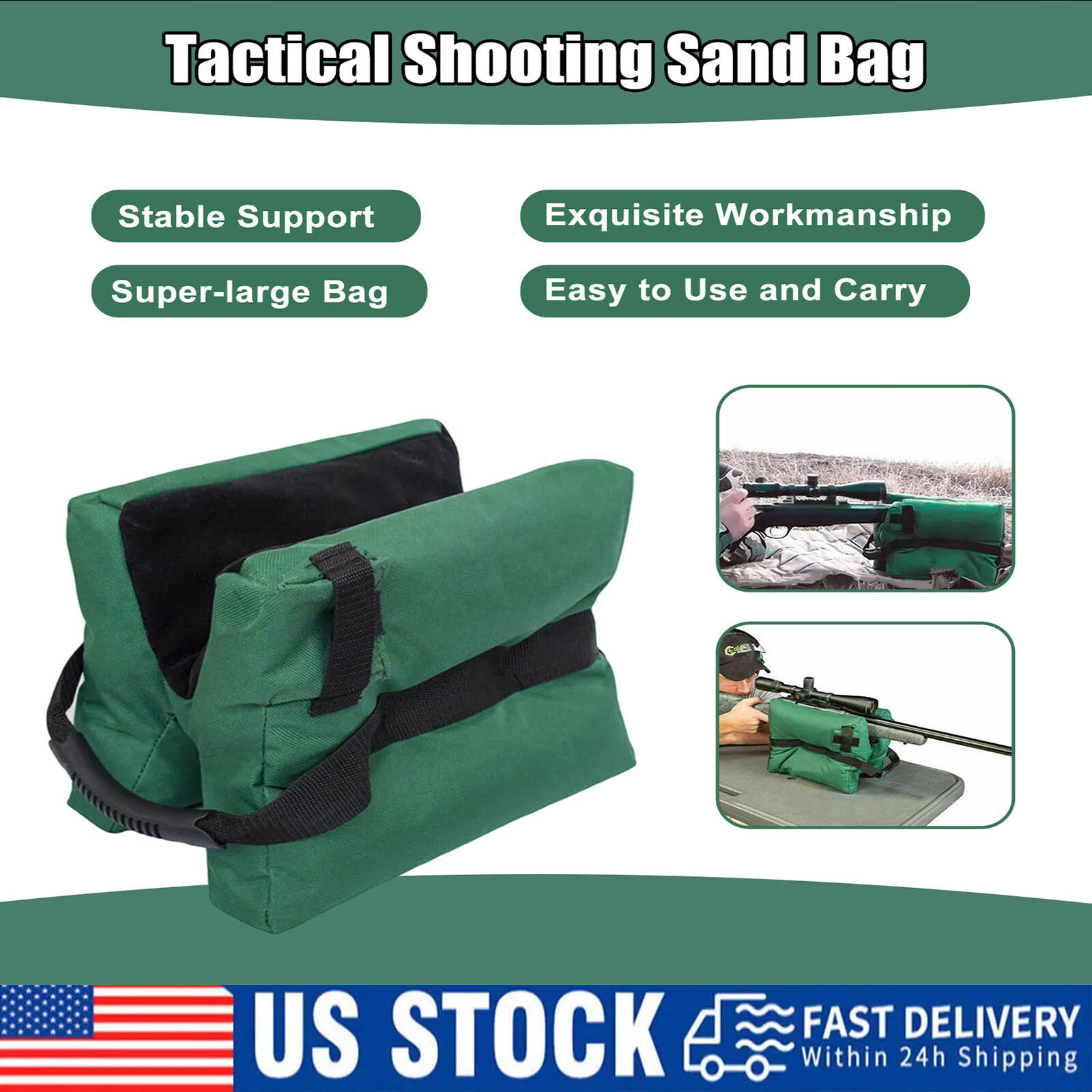 Tactical Shooting Gun Rest Bench Front&Rear Stand Bag Hunting Combo Set Unfilled