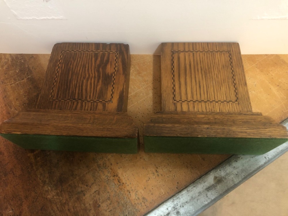 Vintage Unique Oak Bookends