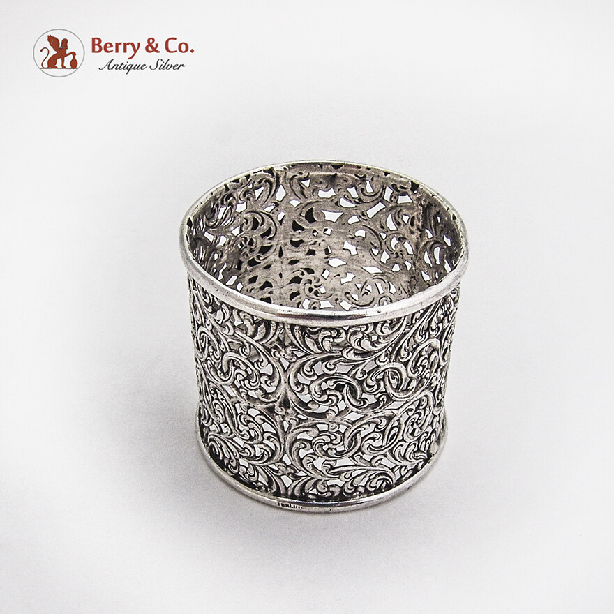 Scroll Openwork Napkin Ring Sterling Silver 1890 Mono W