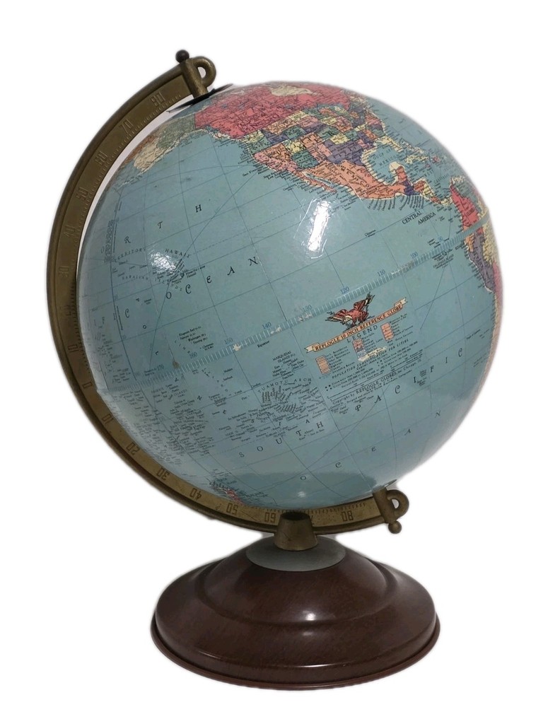 VINTAGE Replogle 10 Inch Reference Globe, Chicago ILL - Gustav Brückmann