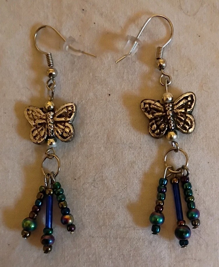 Silver Colored Butterfly Earrings