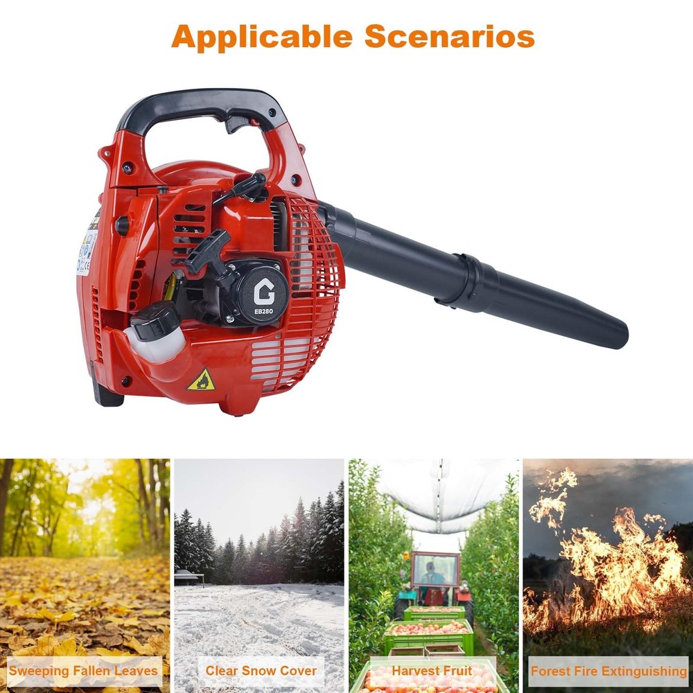 Handheld Gas Leaf Blower Powerful 28cc 2-Cycle Engine 490 CFM Air Volume 80 MPH