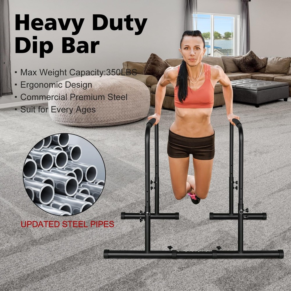 MIUDGIG Adjustable Height Parallel Push Up Stand, Parallel Bar Station for St...