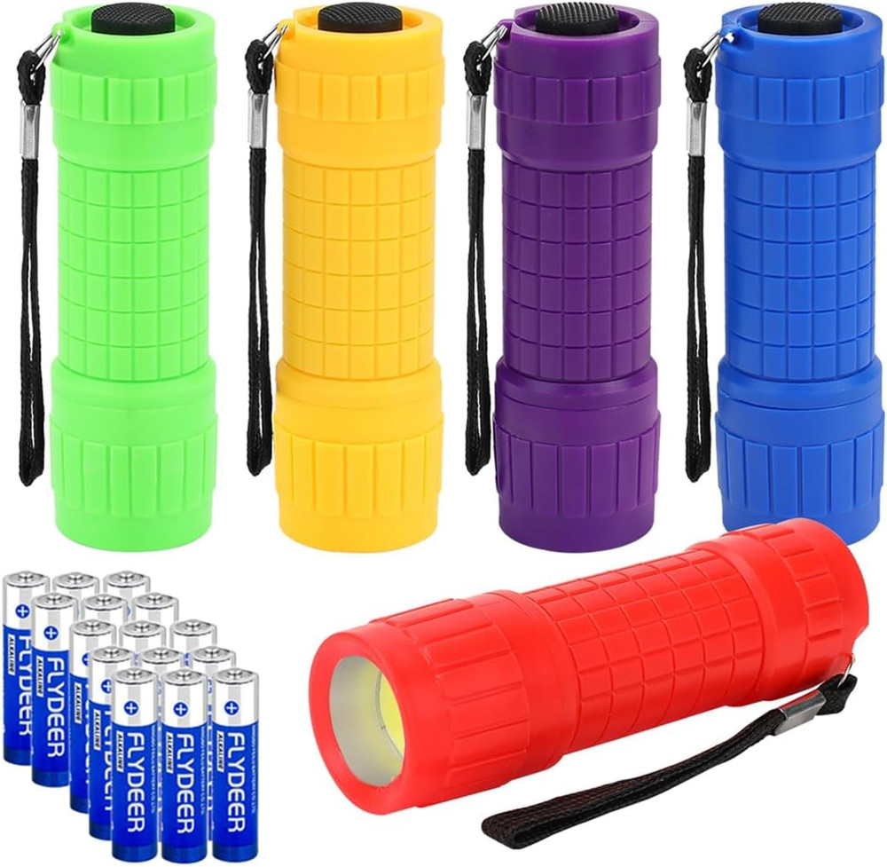 5 Pack Plastic Small Mini LED Flashlight COB Flashlights for Kids 100 Lumen with