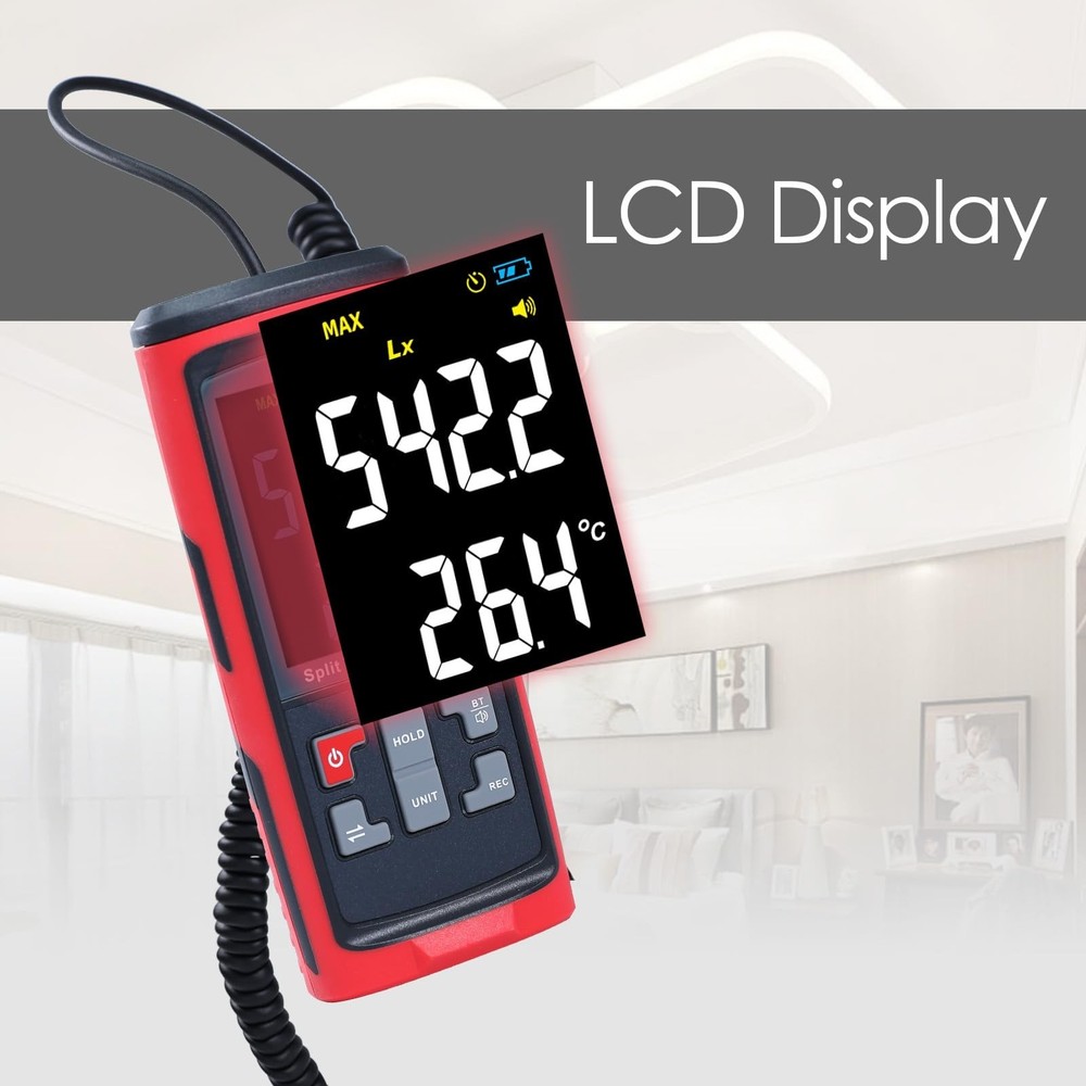Light Meter Digital Illuminance Meter with Ambient Temperature Measuring and ...