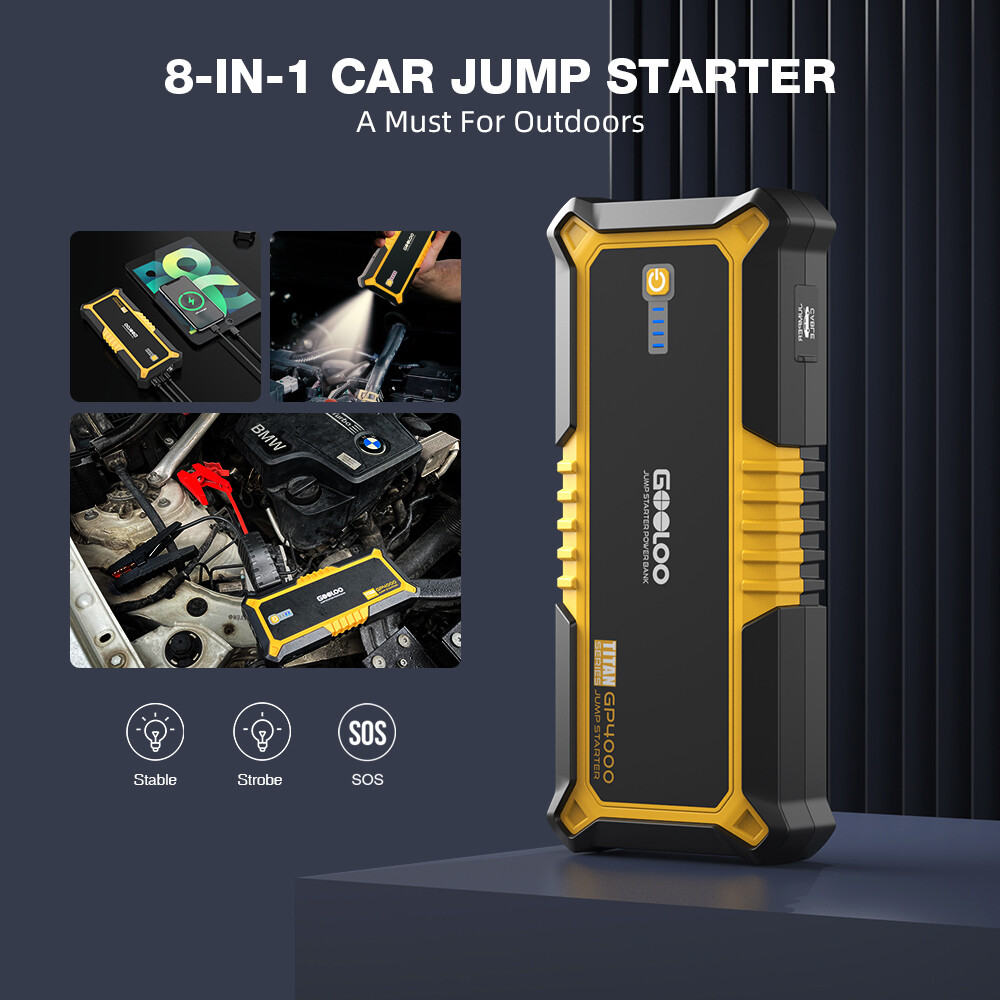 GOOLOO 4000A Car Jump Starter Power Bank Lithium Battery 12V Jump Box Portable