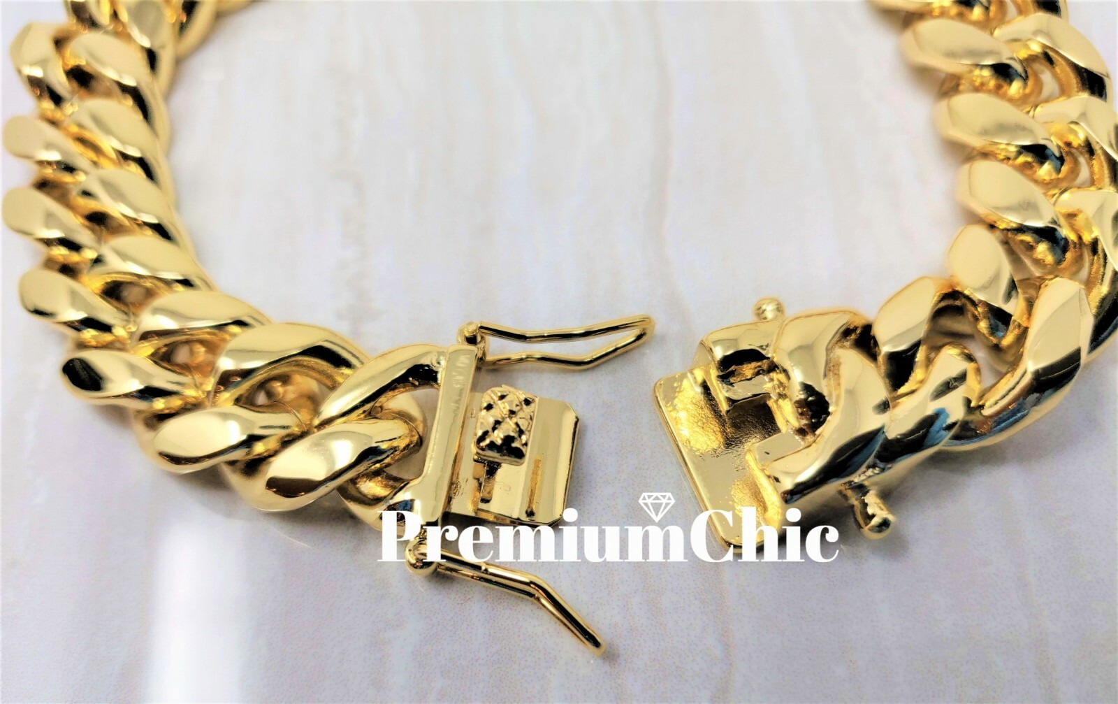 Mens Miami Cuban Link Bracelet 14k or 18K Gold Plated Stainless Steel Hip Hop