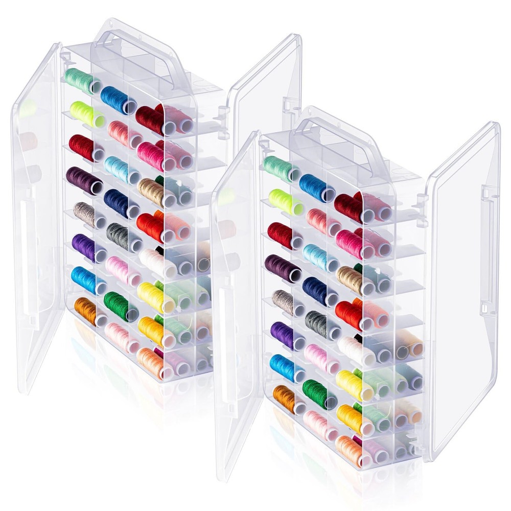 1 Pcs 46 Grids Sewing Organizer Double Sided Thread Box Storage Portable Clea...