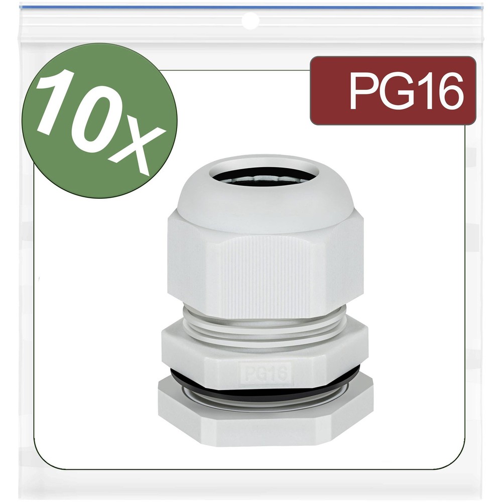 Quadrios 24CA395 Cable Gland PG16 Polyamide Grey 10 pcs