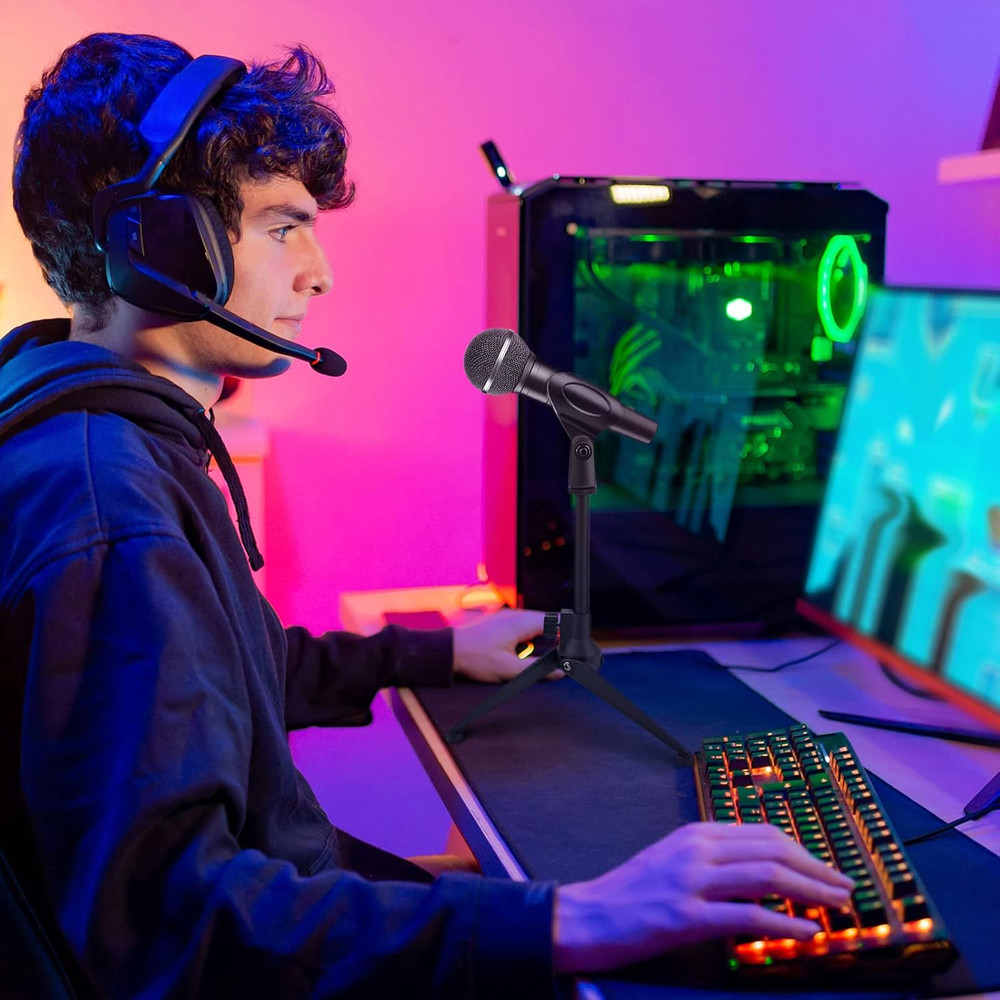 6 Pack Desktop Mic Stand Desk, Microphone Tripod Portable Foldable Table Microph