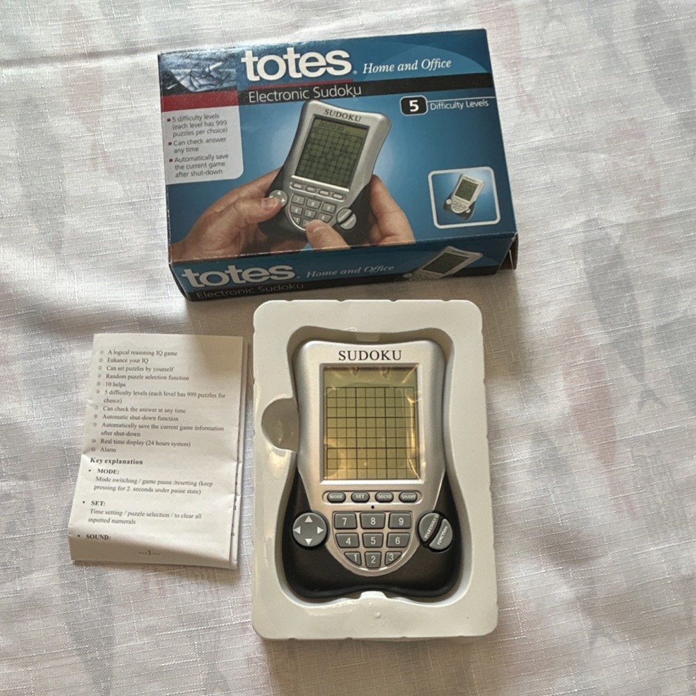 totes Sudoku Handheld Electronic Game 5 Difficulty Levels