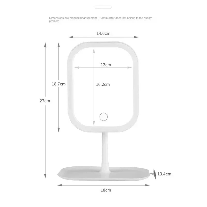Rechargeable LED Makeup Mirror with Storage Base 💄 Touch Control Vanity Mirror