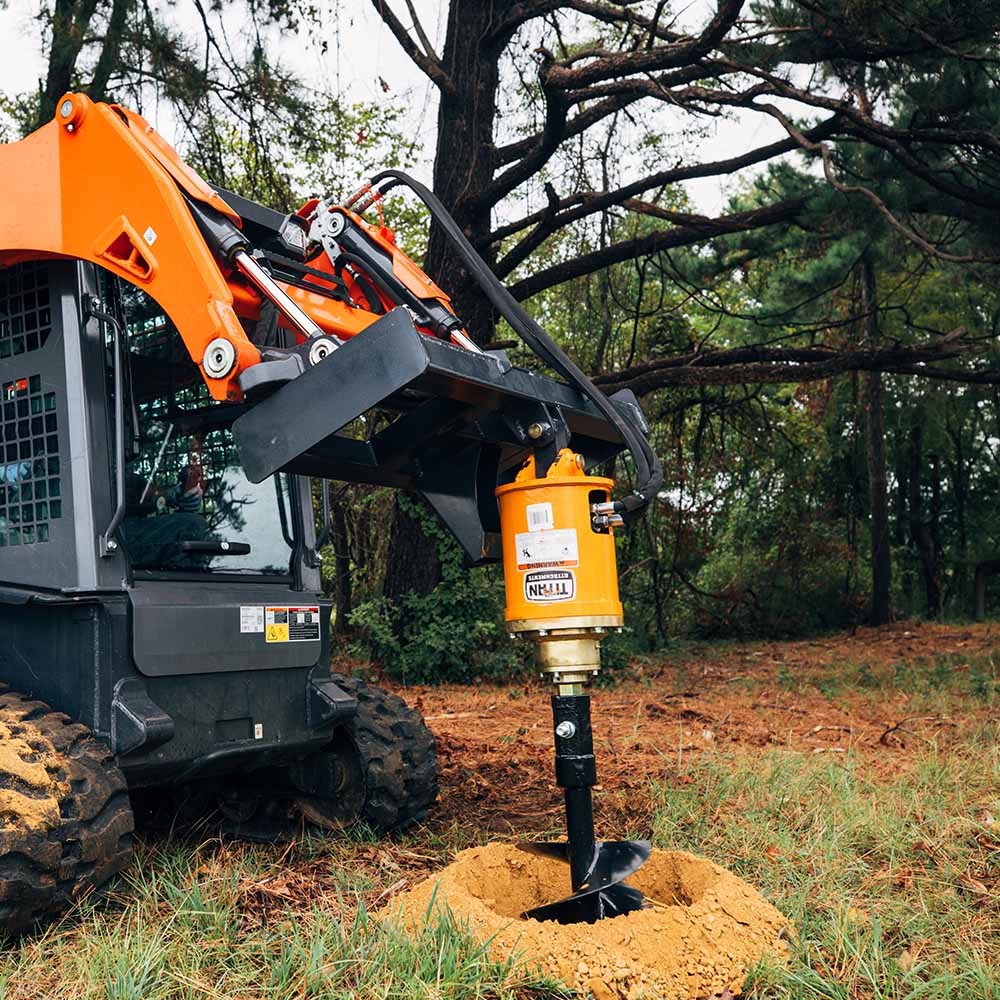 Titan Attachments Skid Steer Hydraulic Auger Attachment with 18" Auger Bit