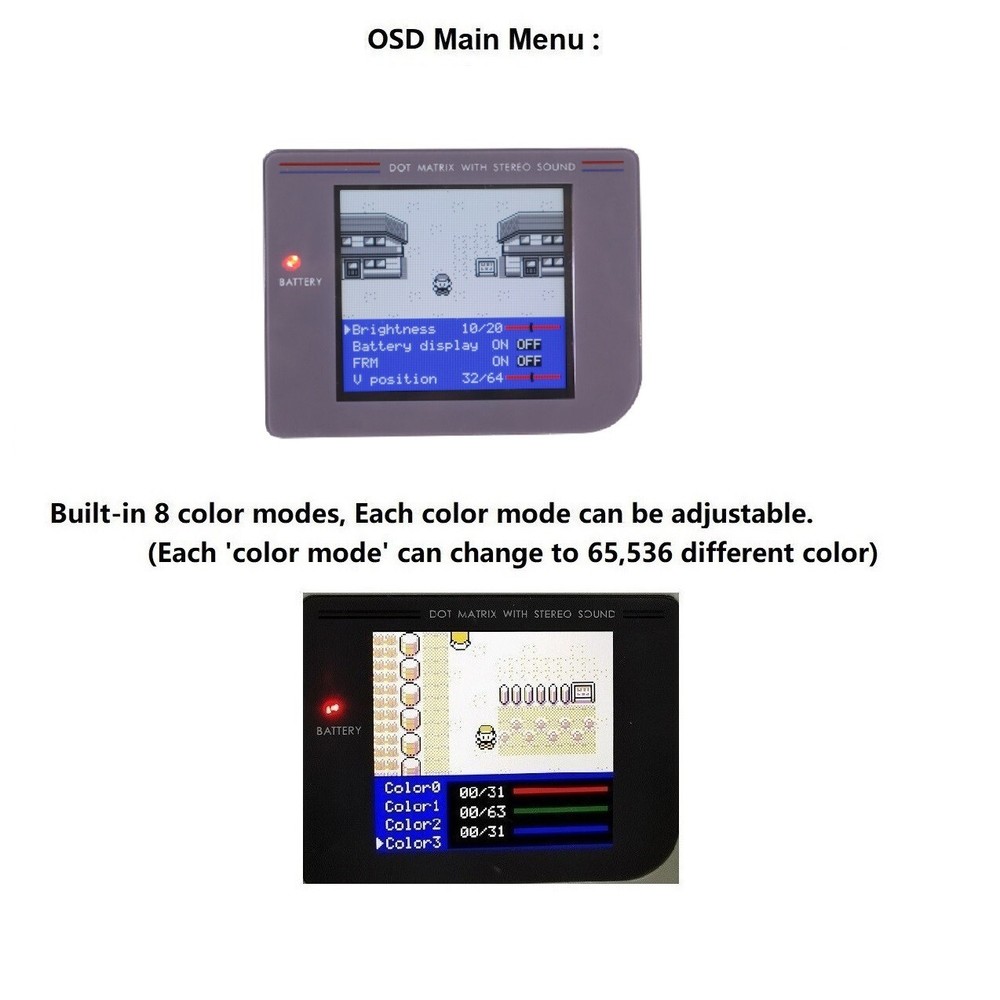 Full Size IPS V3 Backlight Backlit LCD For Game Boy DMG GB DMG and 3D Bracket