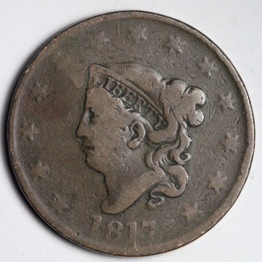 1817 Coronet Head Large Cent CHOICE FINE+/VF E301 DCH