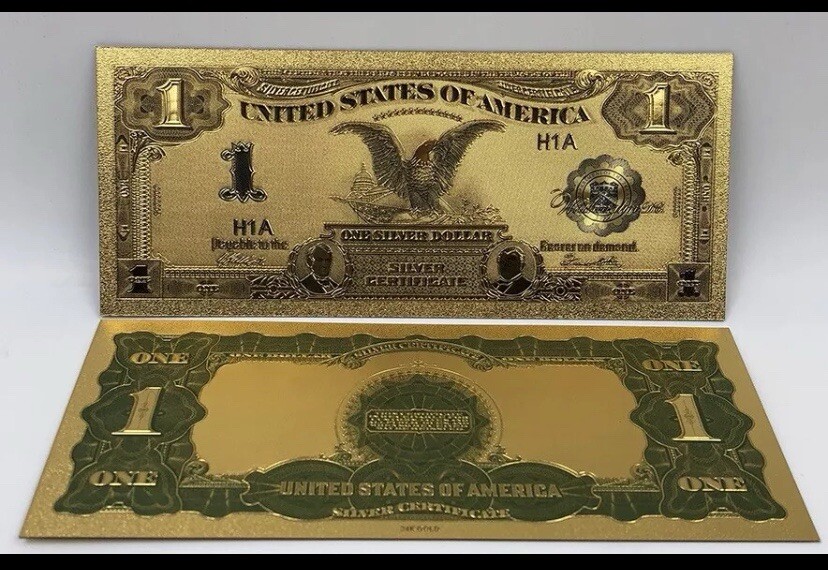 💎GEM💎1899 GOLD Black Eagle Rep*Banknote💵With Protective Sleeve