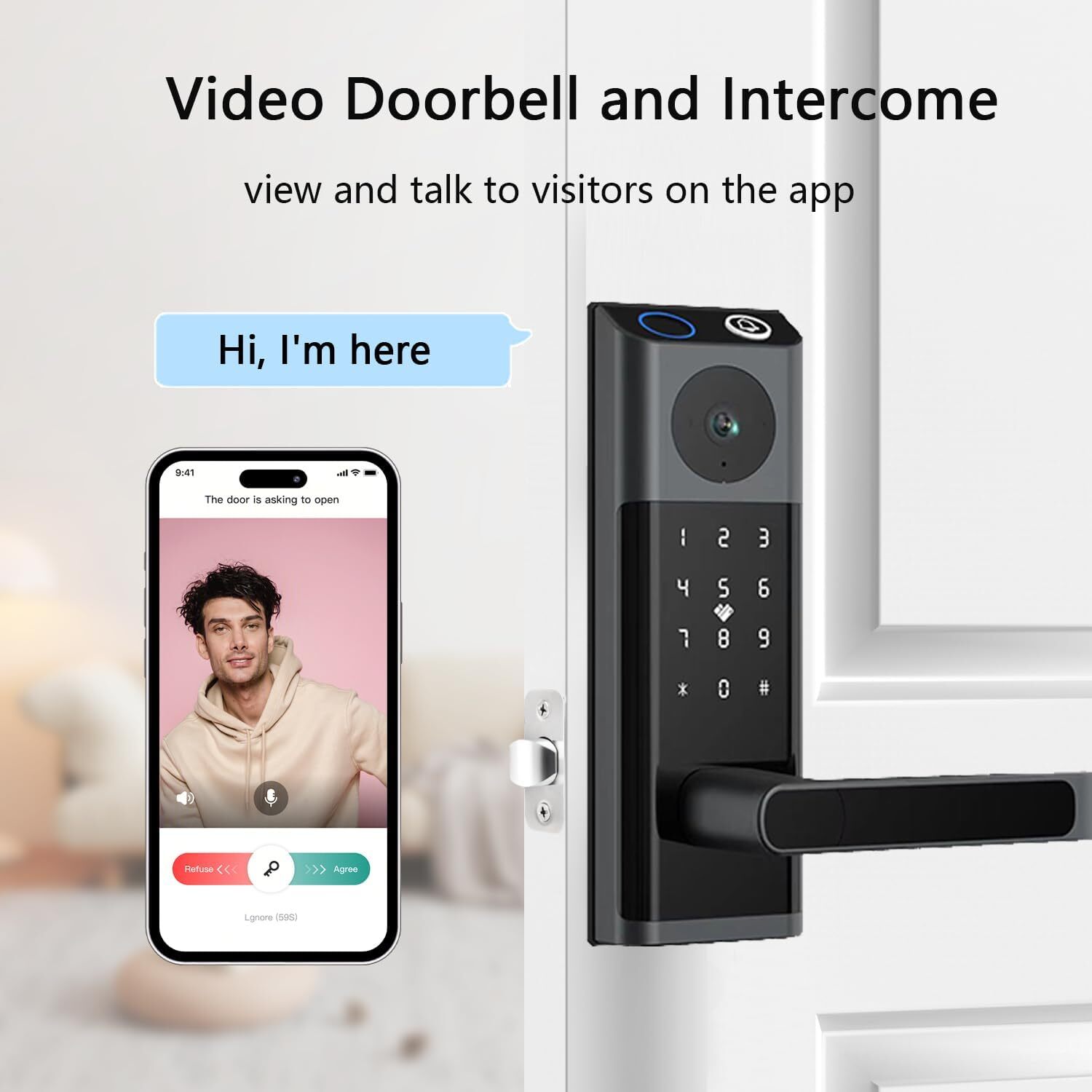 WiFi Door Lock with Camera, Deadbolt Smart Lock with Video Doorbell Keyless Lock