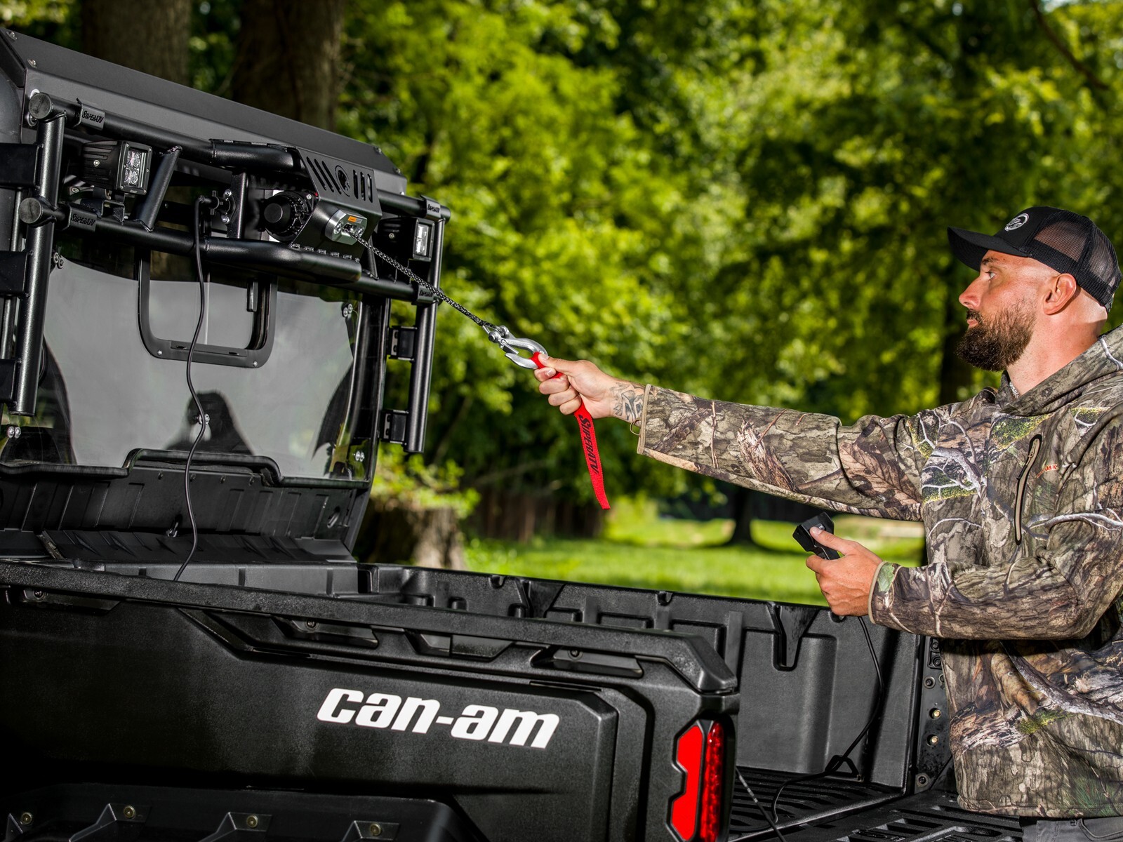 SuperATV Game Loader Rack for Can-Am Defender (with OEM Glass Installed)