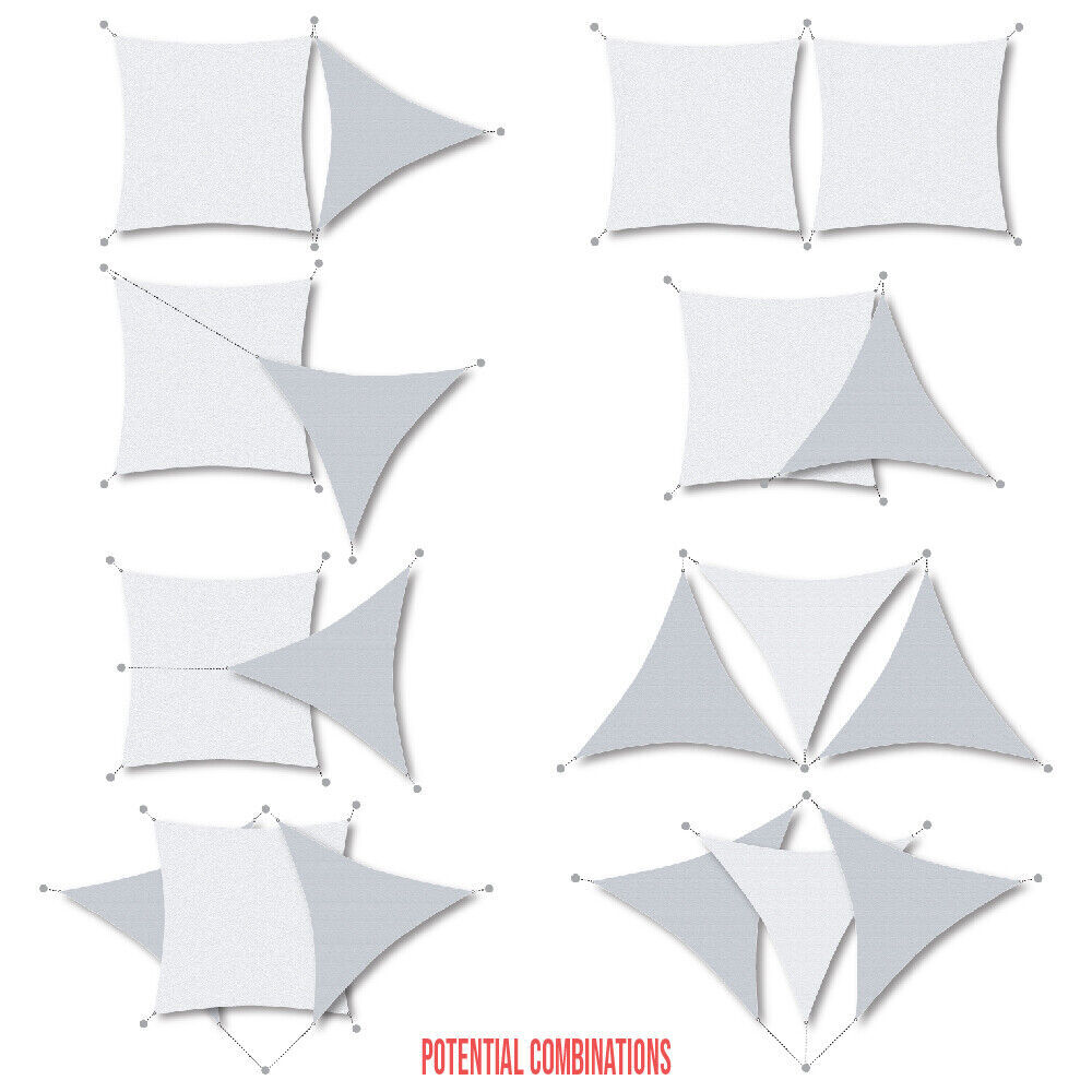 Sun Shade Sail Rectangle Triangle Gray Curved Canopy Cover Garden Pool Yard