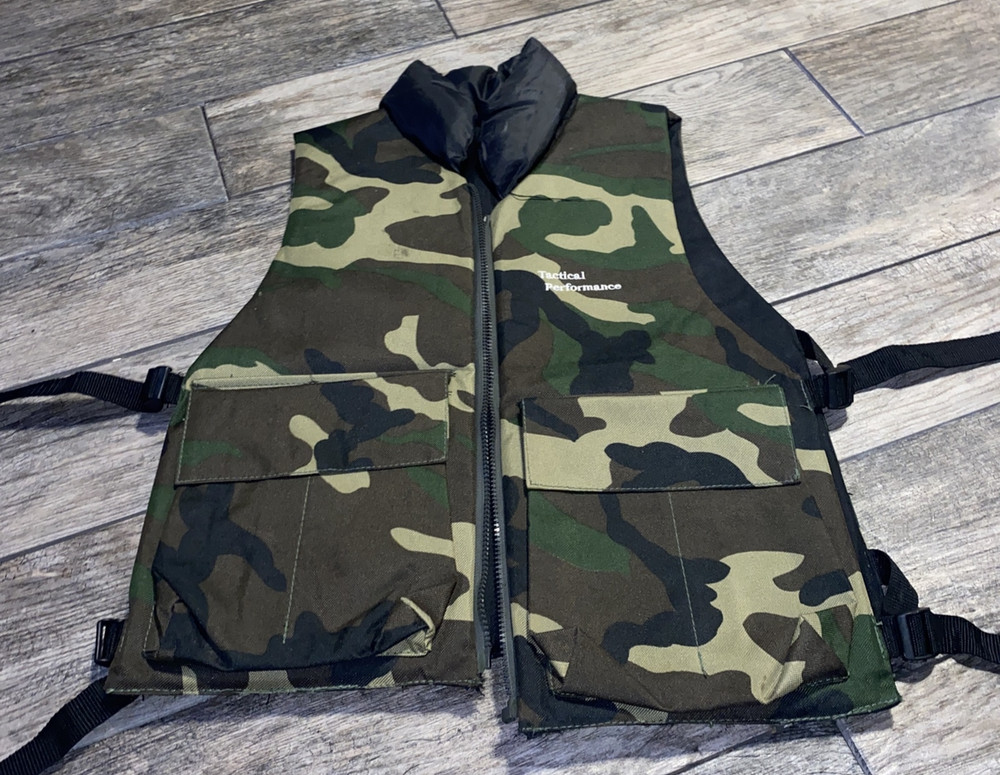 Reversible Tactical Performance Padded Vest Camo Adjustable Medium Zipper Broke