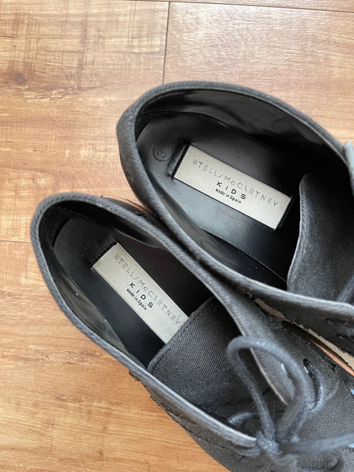 Stella McCartney Kids Black and Blue Canvas Star Lace Up Boots Size 32