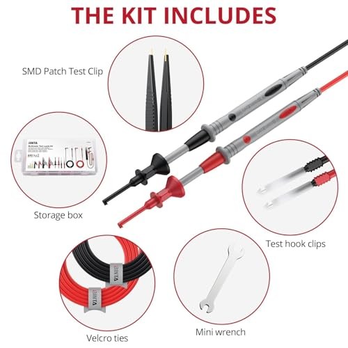 25-Piece Silicone Multimeter Leads Kit CAT Ⅲ 1000V 20A with Replaceable 25PCS