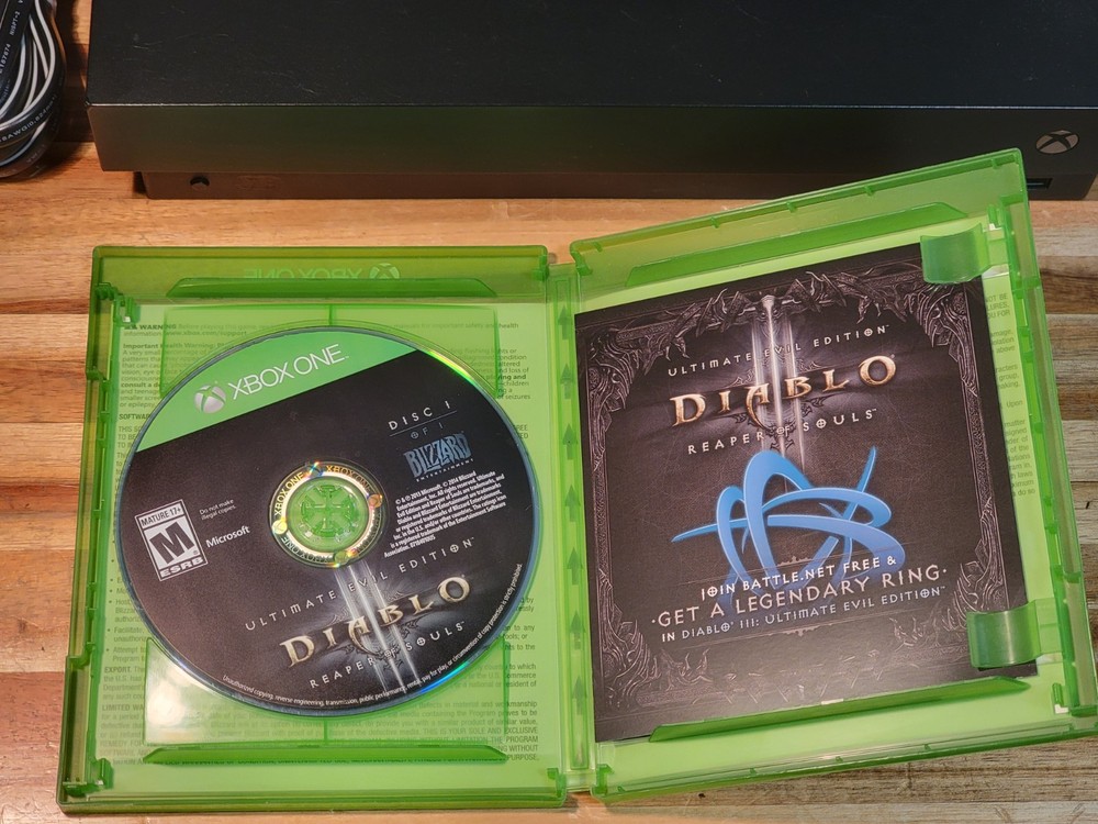 Microsoft Xbox One X 1TB Black Console, Bundle w Power Cord, 3 Games, Controller