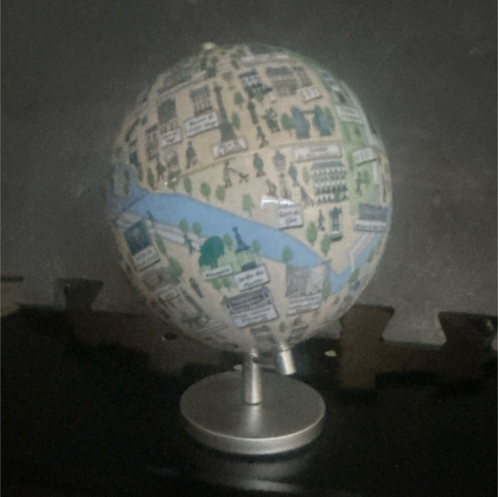Small Decorative Multicolor Rotating Tabletop Globe with Metal Stand